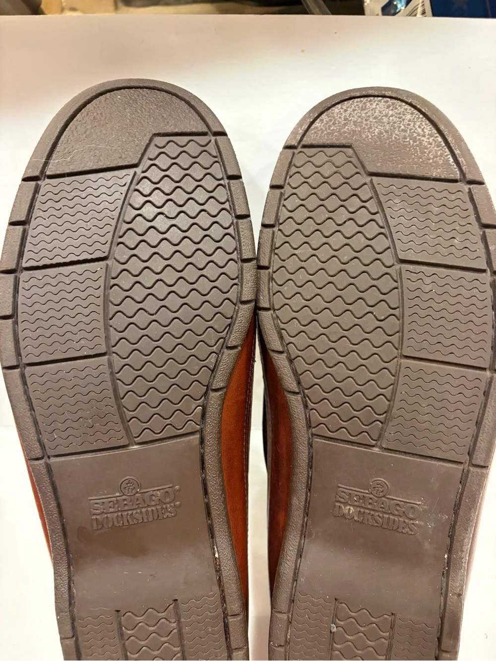 Authentic Sebago docksiders Chestnut Brown Leather Boat Shoes size 11.5 EUC!!